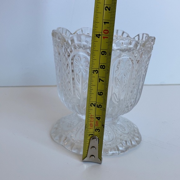 Vintage Avon bathroom apothecary glass scalloped footed bowl dish daisy pattern - Picture 8 of 9